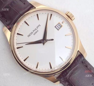 Swiss 9015 Patek Philippe White Face Rose Gold Watch